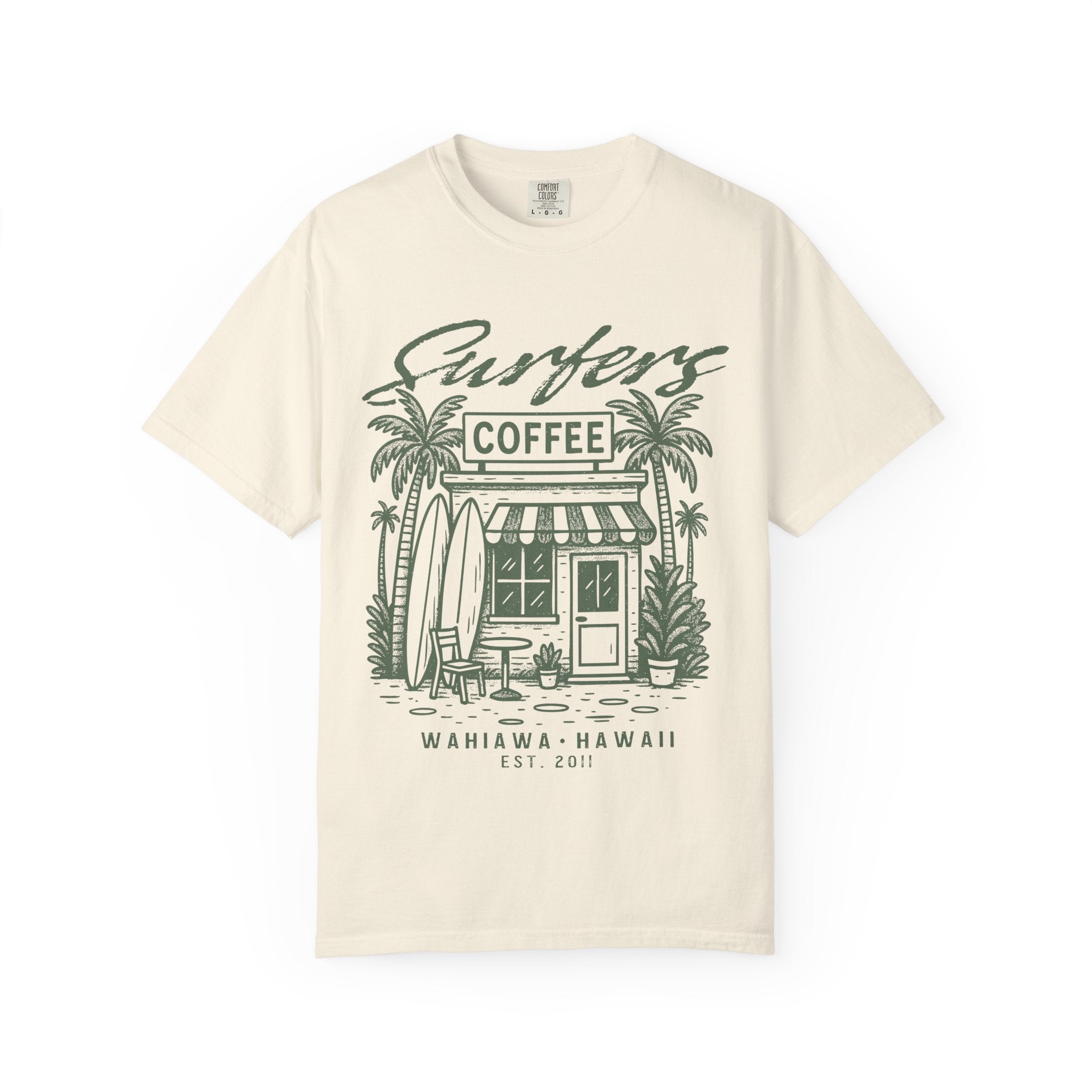 Surfers Coffee T-Shirt — Coffee Shop Hawaii Graphic Tee
