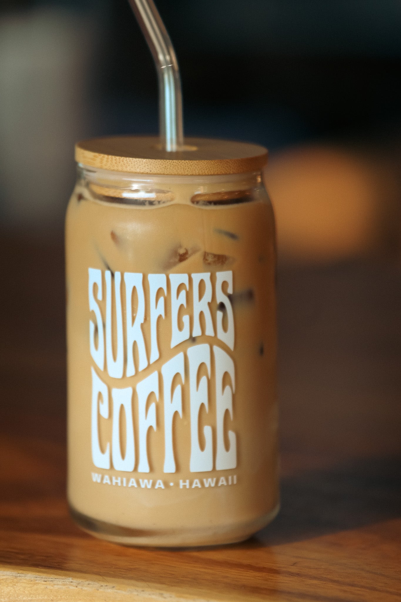 Glass Soda Can with Lid & Straw