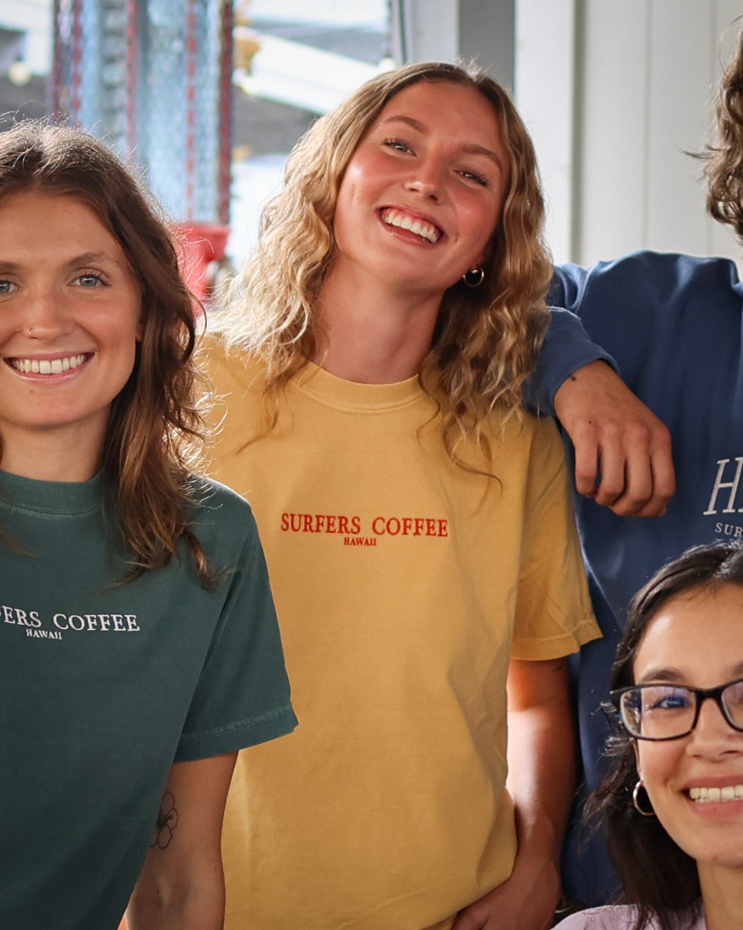 Surfers Coffee Embroidery T-Shirt