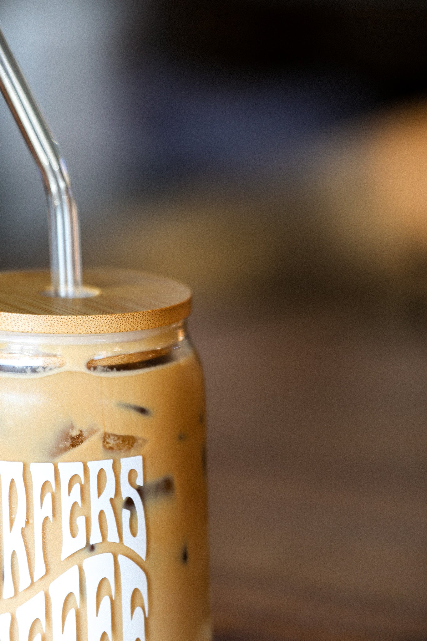 Glass Soda Can with Lid & Straw